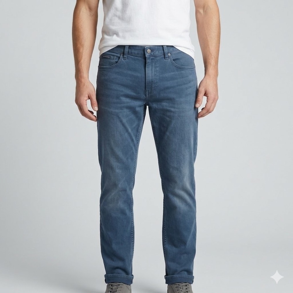 Calvin Klein Jeans Blue Faded Slim Straight Leg Stretch 5-Pocket Pants 36x32